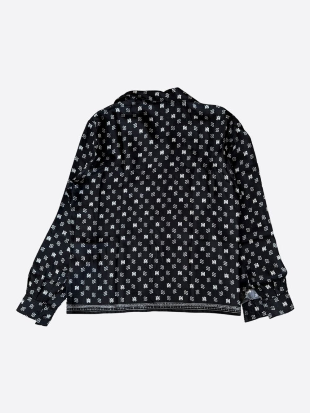 Amiri Black & White Paisley MA Logo Silk Button Up Short - Picture 2 of 5